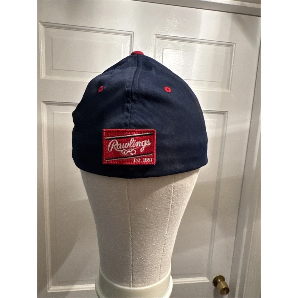 Black Clover x Rawlings Navy Blue Red Stretch Fitted Hat Cap Sz S/M